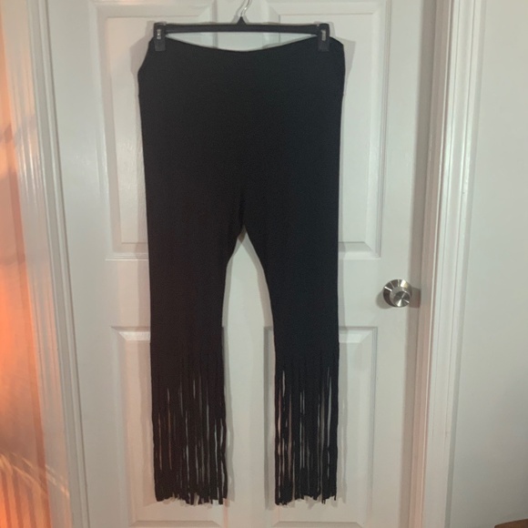 Fringe Black Elastic Waist Streetwear Punk Goth Pants Plus Size 2X - Picture 8 of 8